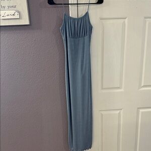 Ultra Flirt Dusty Blue Spaghetti Strap Maxi Dress
